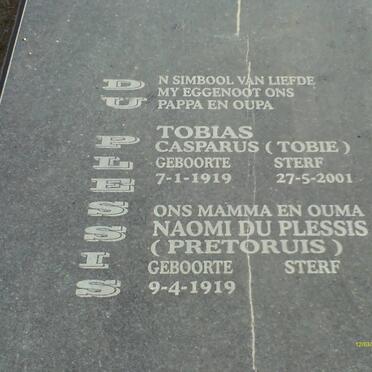 PLESSIS Tobias Casparus, du 1919-2001 &amp; Naomi PRETORIUS 1919-