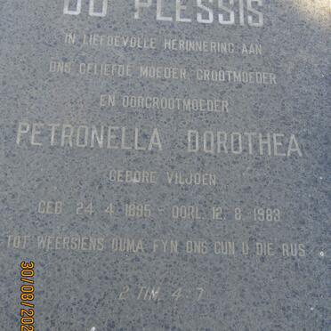 PLESSIS Petronella Dorothea, du nee VILJOEN 1895-1983