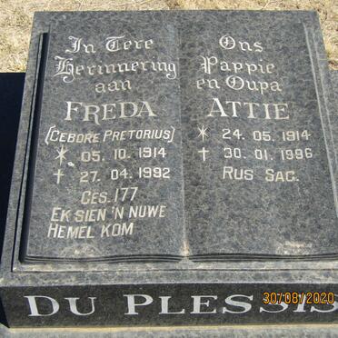 PLESSIS Attie, du 1914-1996 &amp; Freda PRETORIUS 1914-1992