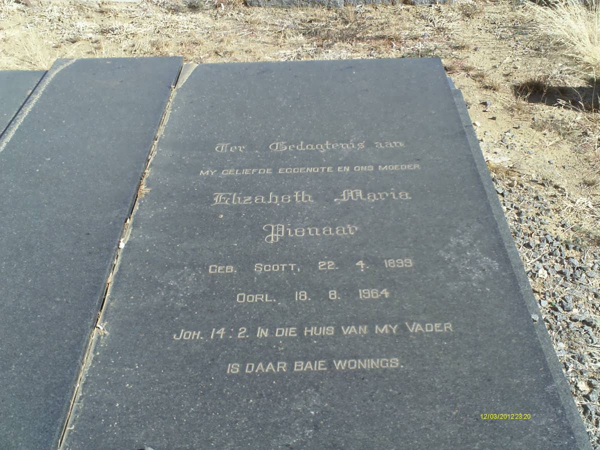PIENAAR Elizabeth Maria nee SCOTT 1899-1964