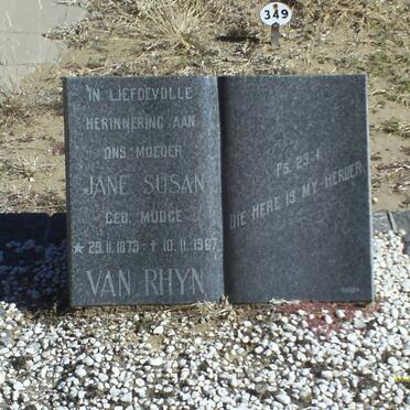 RHYN Jane Susan, van nee MUDGE 1873-1967