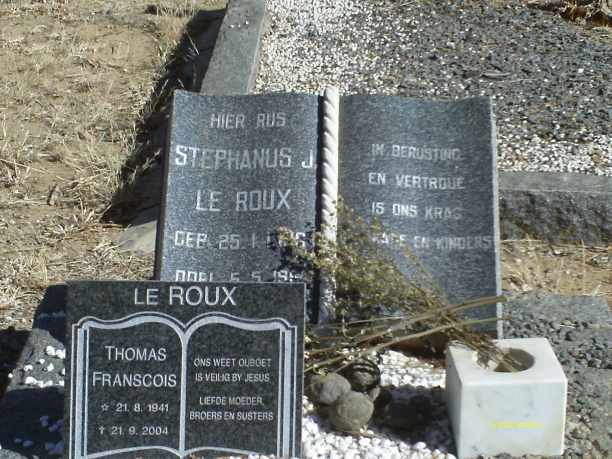ROUX Stephanus J., le 1909-1961 ::  LE ROUX Thomas Franscois 1941-2004