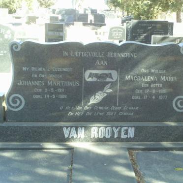 ROOYEN Johannes Marthinus, van 1911-1966 &amp; Magdalena Maria BOTES 1918-1977