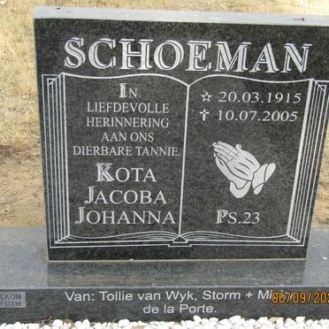 SCHOEMAN Kota Jacoba Johanna 1915-2005