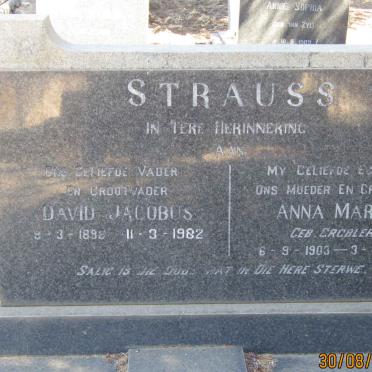 STRAUSS David Jacobus 1896-1982 &amp; Anna Maria GROBLER 1903-1968