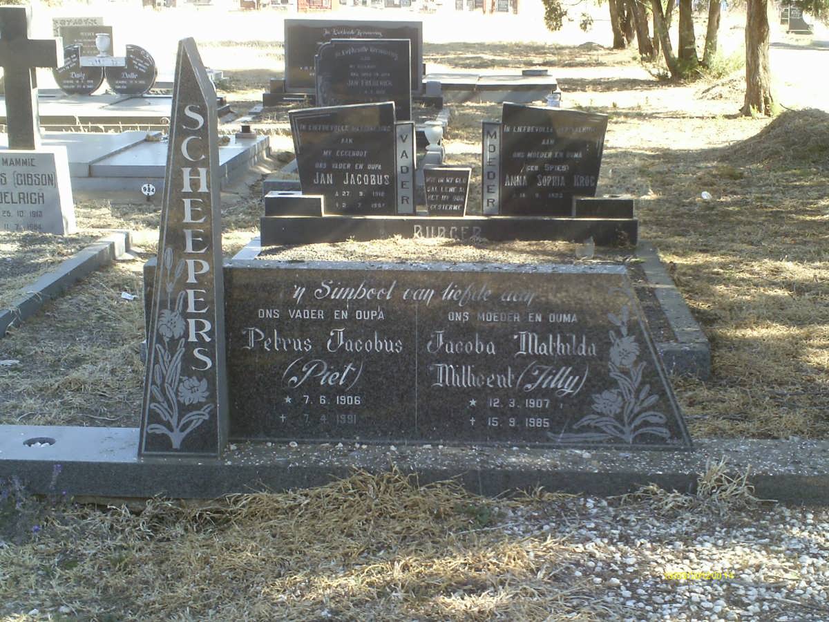 SCHEEPERS Petrus Jacobus 1906-1991 &amp; Jacoba Mathilda Millicent 1907-1985