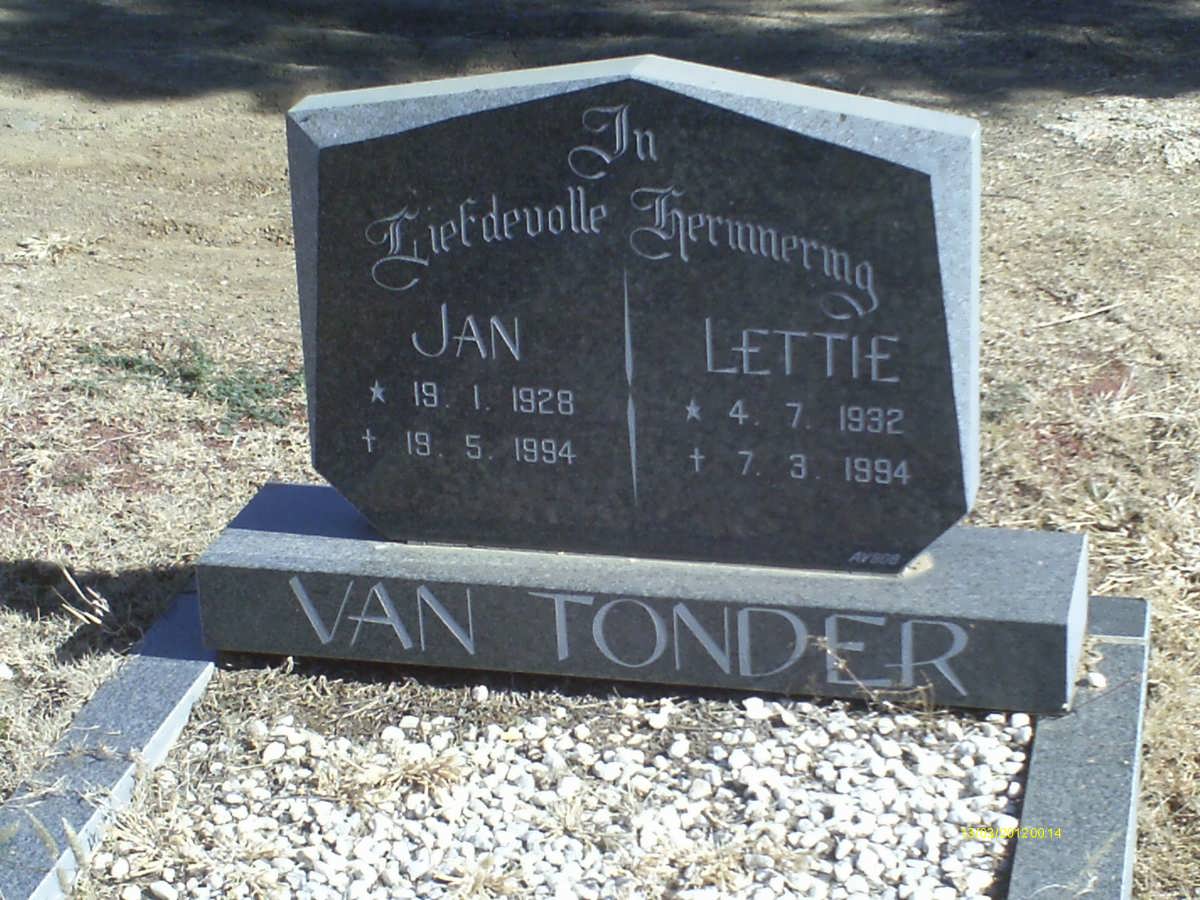 TONDER Jan, van 1928-1994 &amp; Lettie 1932-1994