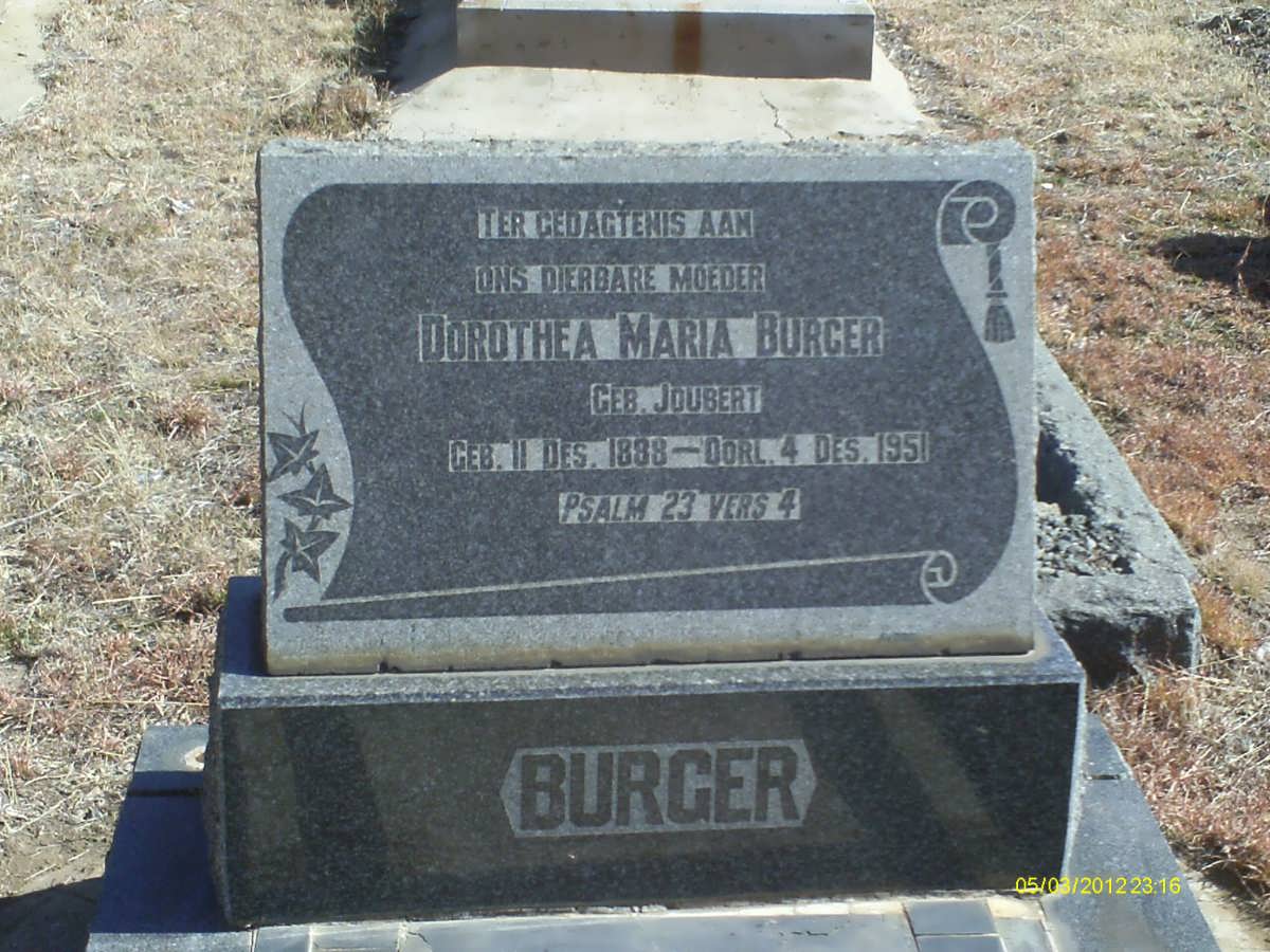 BURGER Dorothea Maria nee JOUBERT 1888-1951