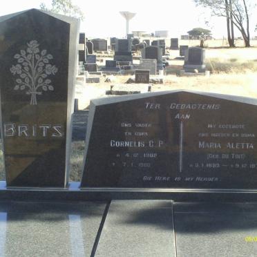 BRITS Cornelis C.P. 1902-1980 &amp; Maria Aletta DU TOIT 1893-1976