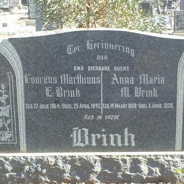 BRINK Lourens Marthinus E. 1884-1943 &amp; Anna Maria M. 1883-1939