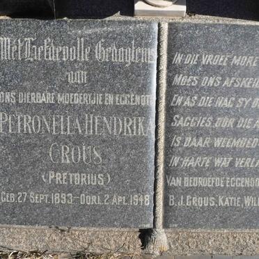 CROUS Petronella Hendrika nee PRETORIUS 1893-1948