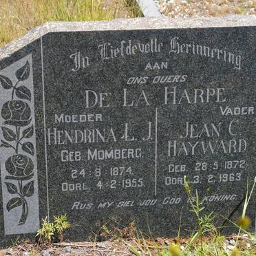 HARPE Jean C. Hayward, de la 1872-1963 &amp; Hendrina L.J. MOMBERG 1874-1955