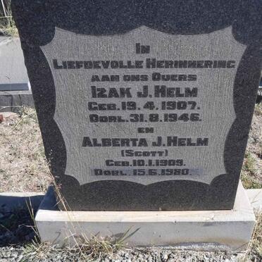 HELM Izak J. 1907-1946 &amp; Alberta J. SCOTT 1909-1980