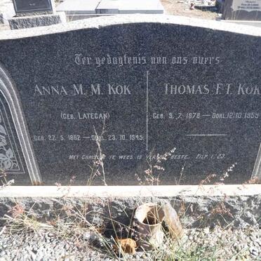 KOK Thomas F.T. 1878-1959 &amp; Anna M.M. LATEGAN 1882-1945