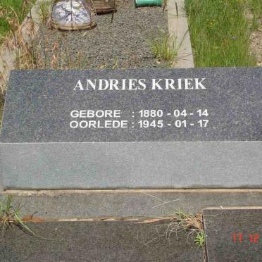 KRIEK Andries 1880-1945 &amp; Jacoba Maria Jacomina DU PLESSIS 1893-1972