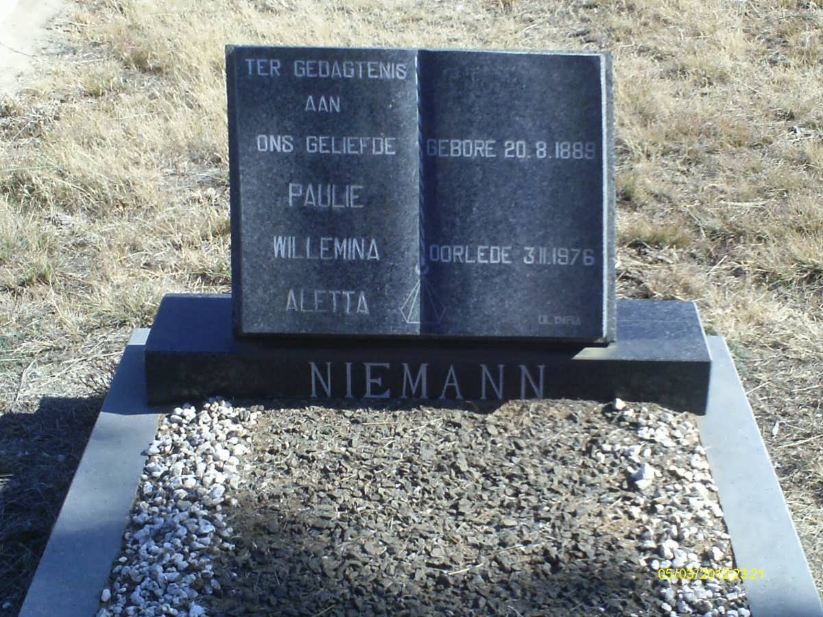 NIEMANN Paulie Willemina Aletta 1889-1976