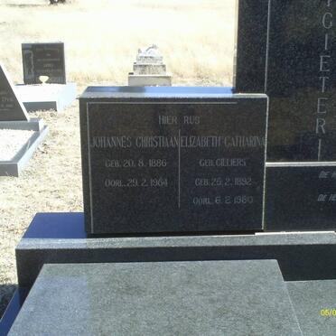 POTGIETER Johannes Christiaan 1886-1964 &amp; Elizabeth Catharina CILLIERS 1892-1980