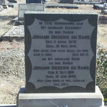 RAND Johann Diederik, du 1876-1941 : DU RAND Johann Diederik 1918-1942