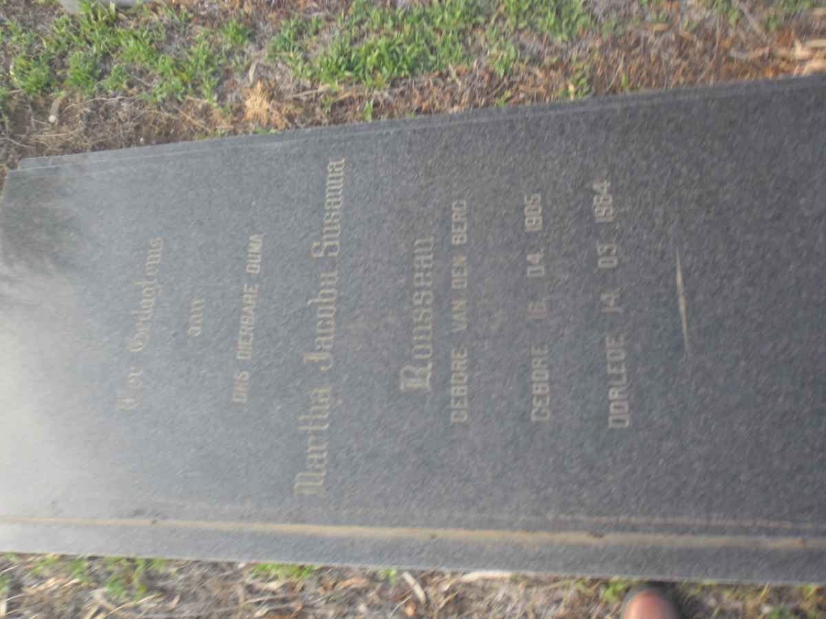 ROUSSEAU Martha Jacoba Susanna nee VAN DEN BERG 1905-1984