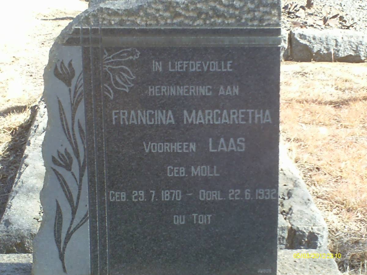 TOIT Francina Margaretha, du previously LAAS nee MOLL 1870-1932