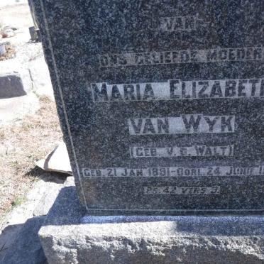 WYK Maria Elizabeth, van nee V.D. WALT 1891-1949