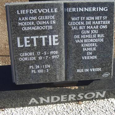 ANDERSON Lettie 1908-1997