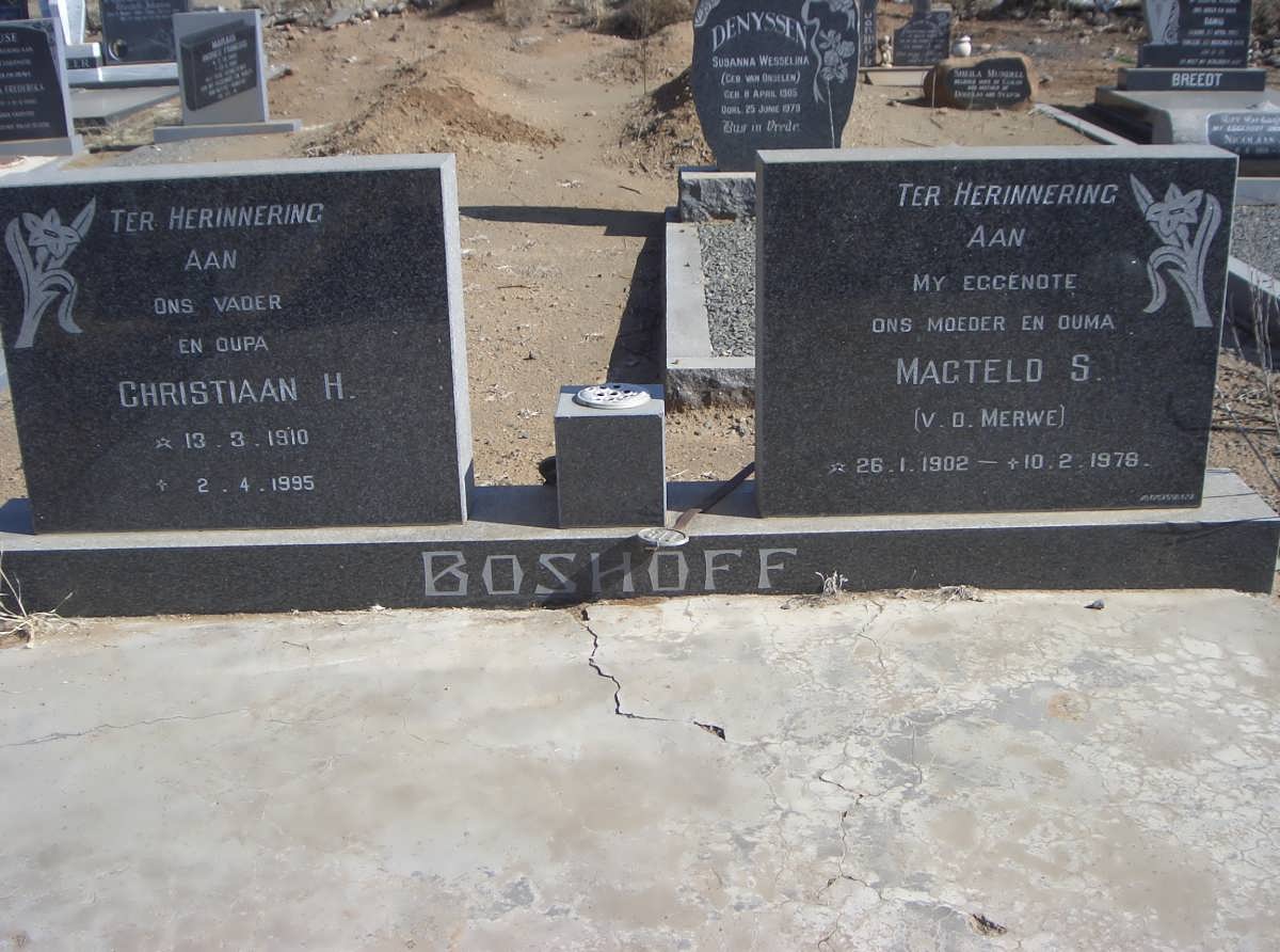 BOSHOFF Christiaan H. 1910-1995 &amp; Magteld S. V.D. MERWE 1902-1978