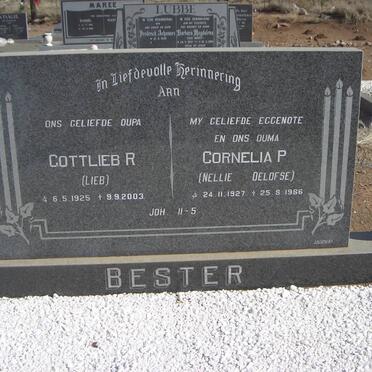 BESTER Gottlieb R. 1925-2003 &amp; Cornelia P. OELOFSE 1927-1986