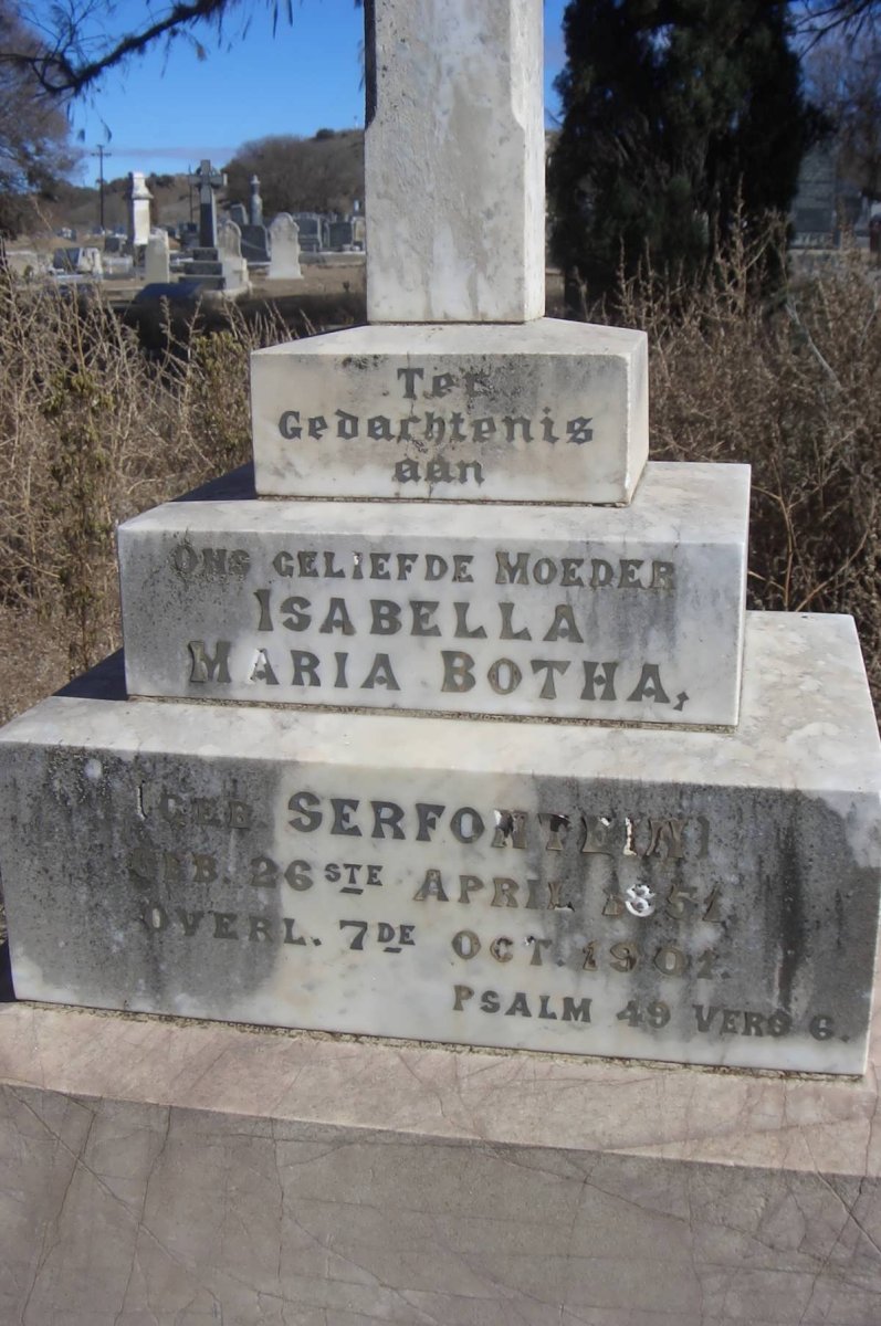BOTHA Isabella Maria nee SERFONTEIN 1854-1901