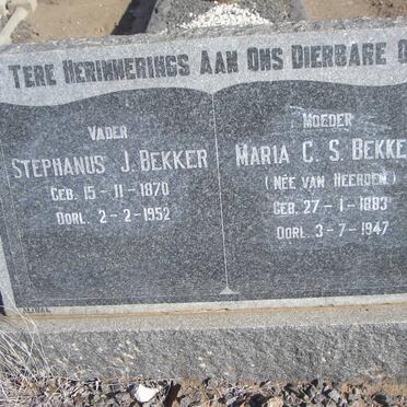 BEKKER Stephanus J. 1870-1952 &amp; Maria C.S. VAN HEERDEN 1883-1947