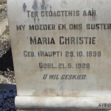 CHRISTIE Maria nee HAUPT 1899-1928
