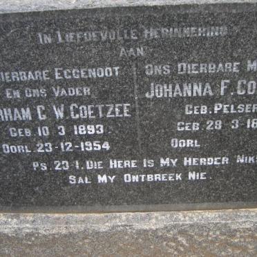 COETZEE Abraham G.W. 1893-1954 &amp; Johanna F. PELSER 1894-