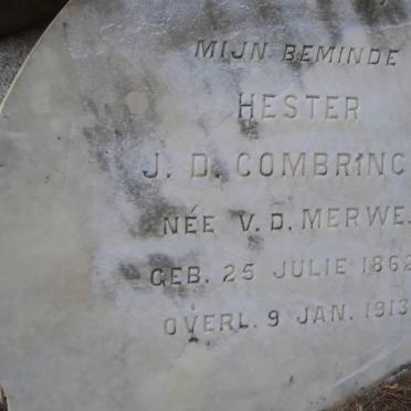 COMBRINCK Hester J.D. nee V.D. MERWE 1862-1913