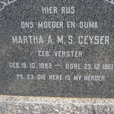 GEYSER Martha A.M.S. nee VERSTER 1882-1961