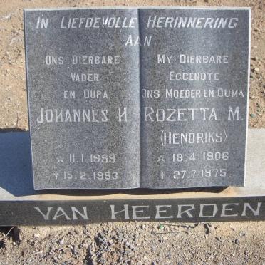 HEERDEN Johannes H., van 1889-1983 &amp; Rozetta M. HENDRIKS 1906-1975