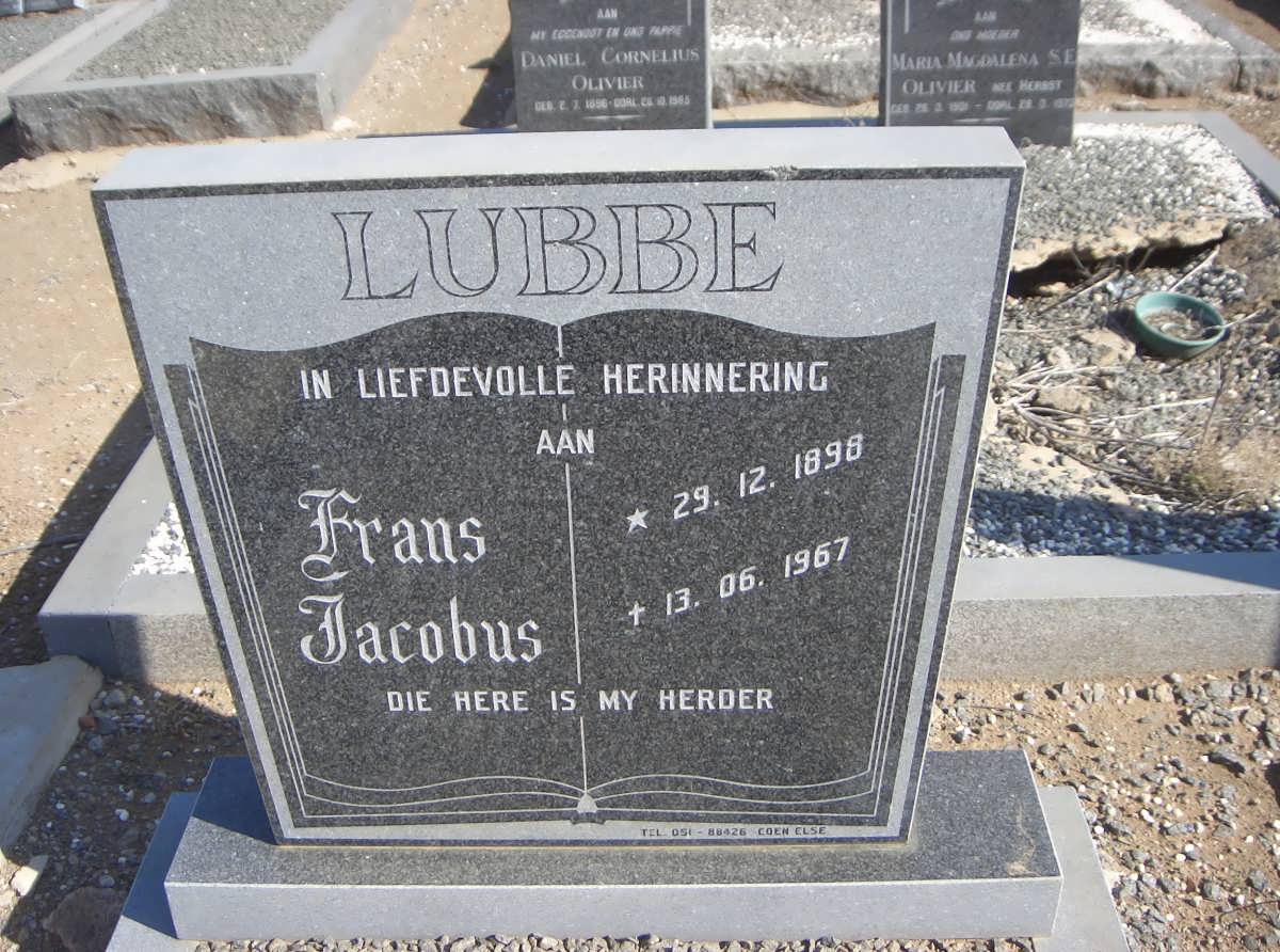 LUBBE Frans Jacobus 1898-1967