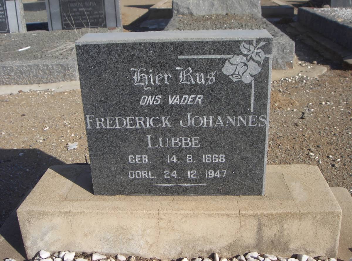 LUBBE Frederick Johannes 1868-1947