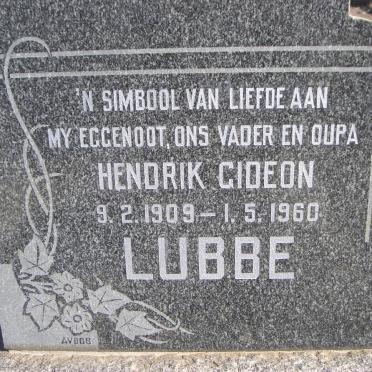 LUBBE Hendrik Gideon 1909-1960