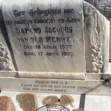 MERWE Barend Jacobus, van der 1868-1935