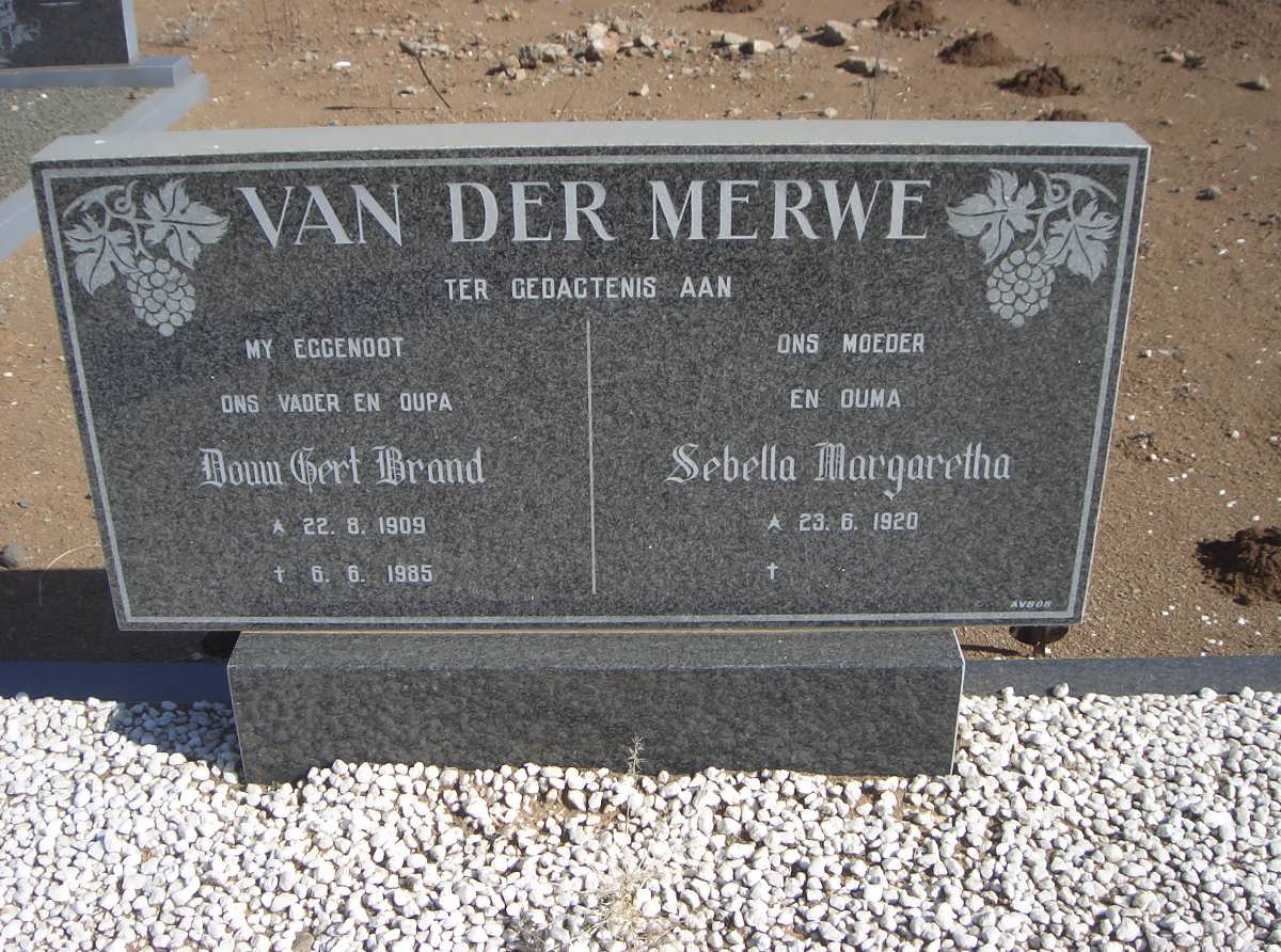 MERWE Douw Gert Brand, van der 1909-1985 &amp; Sebella Margaretha 1920-