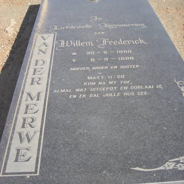 MERWE Willem Frederick, van der 1960-1988 