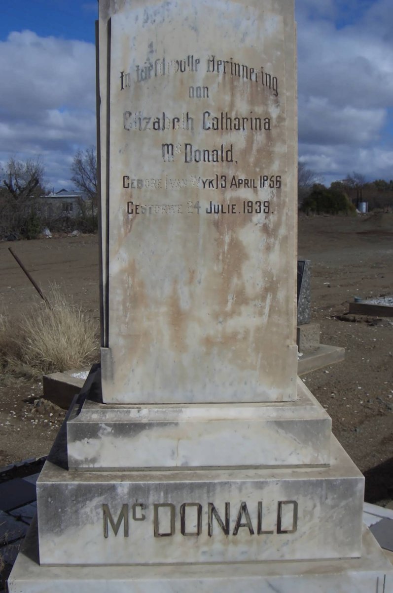 McDONALD Elizabeth Catharina 1856-1939