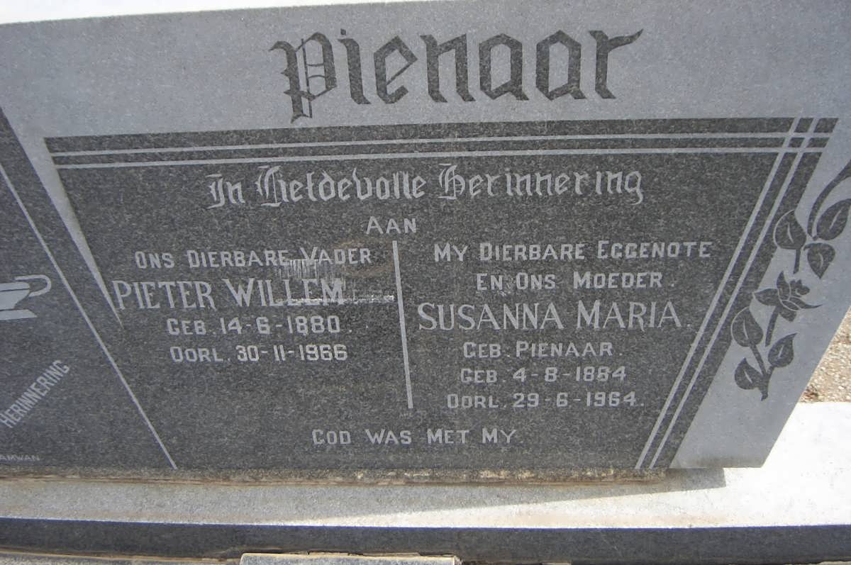 PIENAAR Pieter Willem 1880-1966 &amp; Susanna Maria PIENAAR 1884-1964