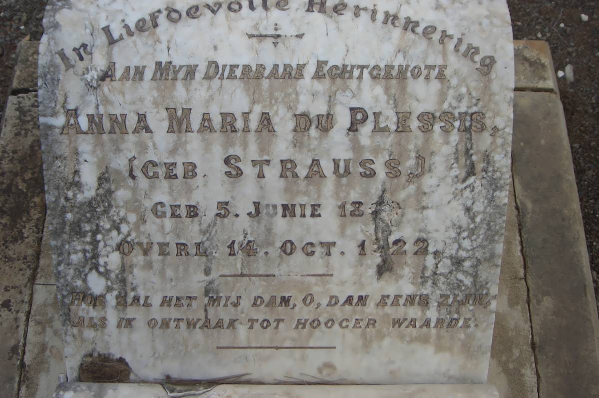 PLESSIS Anna Maria, du nee STRAUSS 18??-1922