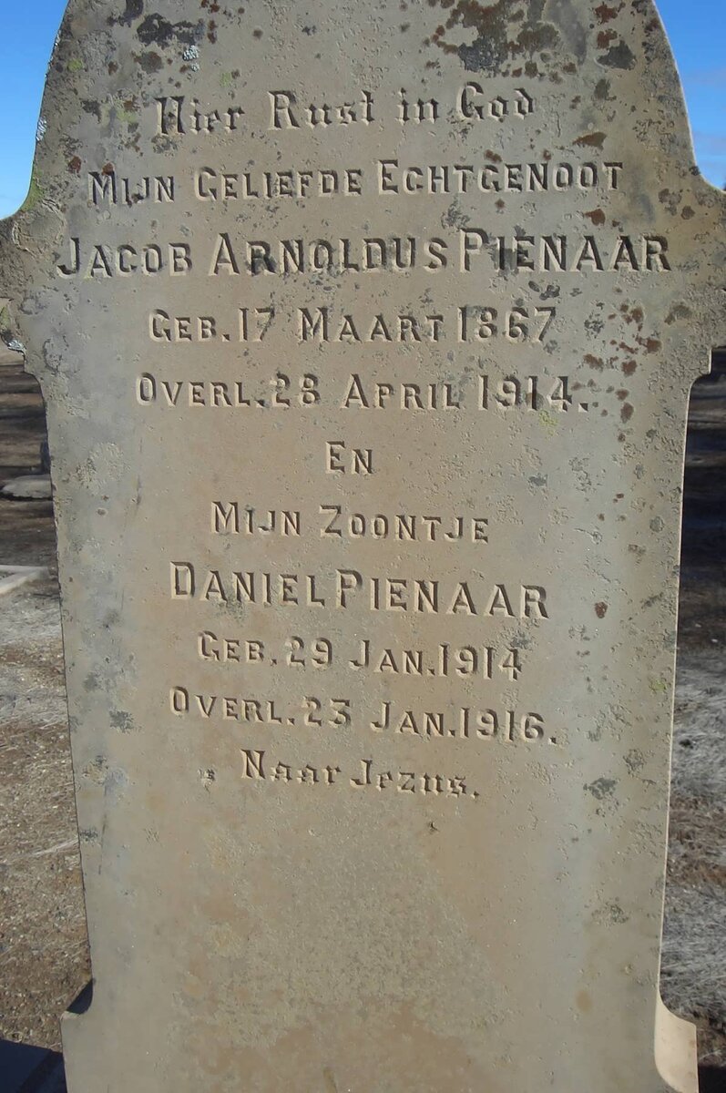 PIENAAR Jacob Arnoldus 1867-1914 :: PIENAAR Daniel 1914-1916