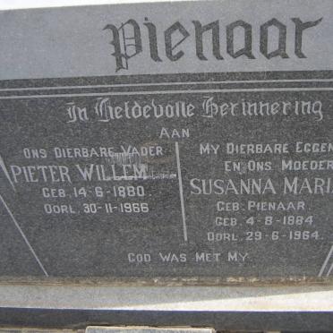 PIENAAR Pieter Willem 1880-1966 &amp; Susanna Maria PIENAAR 1884-1964