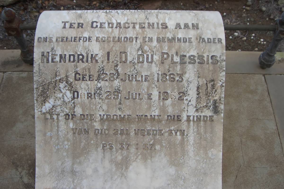PLESSIS Hendrik I.D., du 1863-1932