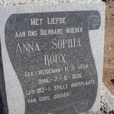 ROUX Anna Sophia nee WEIDEMAN 1854-1926