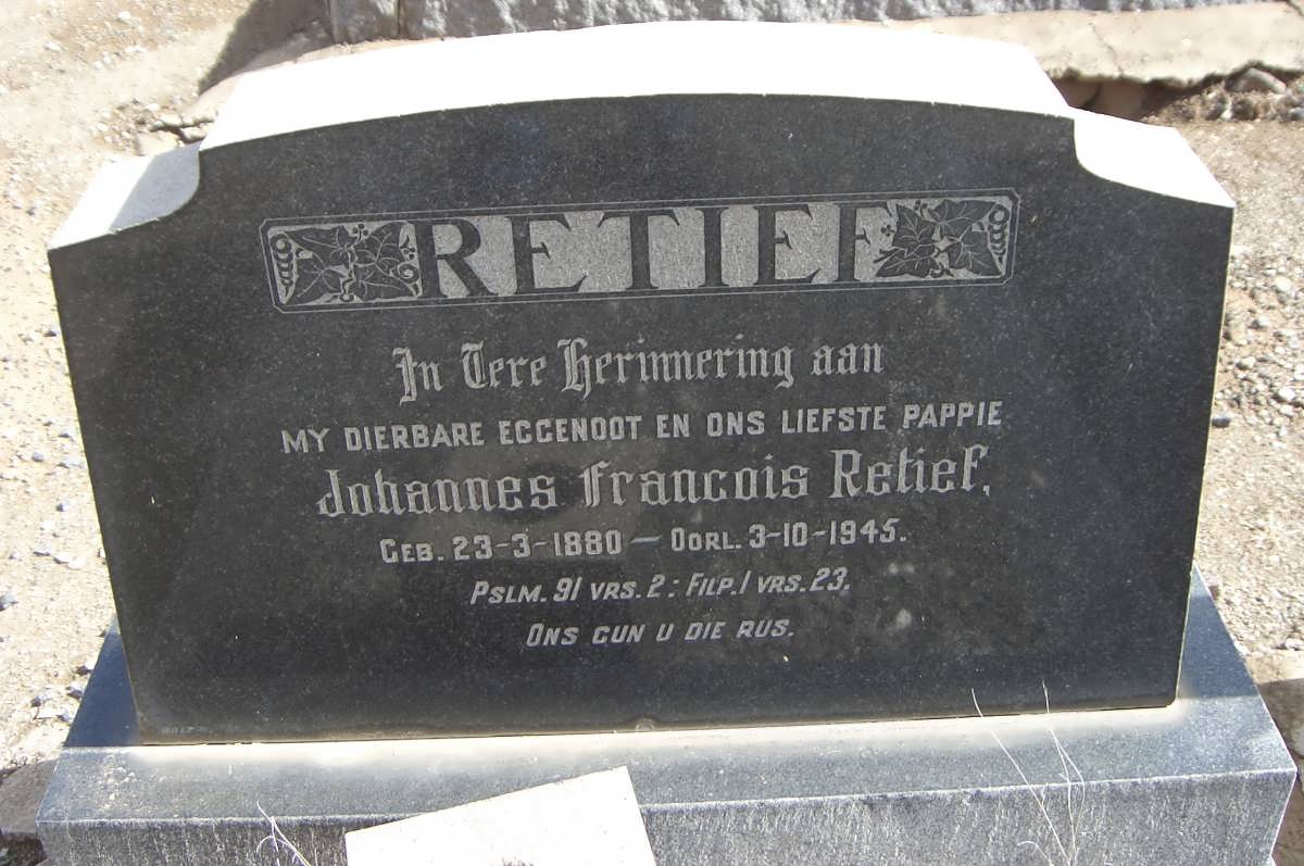 RETIEF Johannes Francois 1880-1945