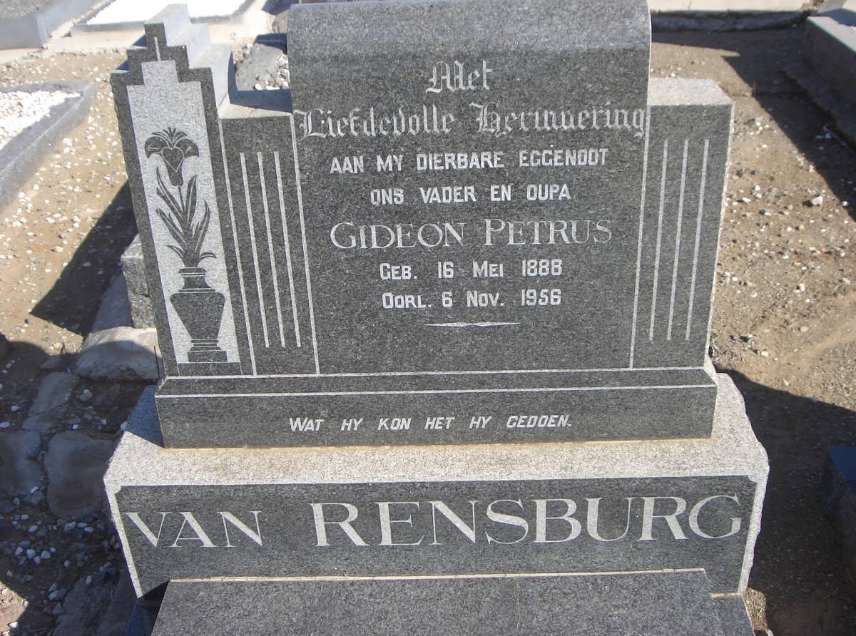 RENSBURG Gideon Petrus, van 1888-1956